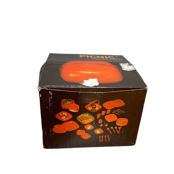 Vintage Mid Century Modern Picnic Master Orange Picnic Kit - Picture 1 of 11